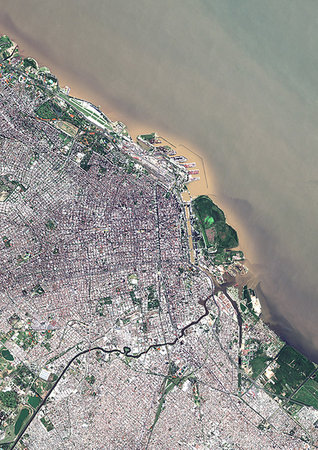 simsearch:872-09185695,k - Color satellite image of Buenos Aires, capital city of Argentina. Image collected on April 14, 2017 by Sentinel-2 satellites. Foto de stock - Con derechos protegidos, Código: 872-09185818