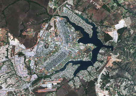 simsearch:872-09185859,k - Color satellite image of Brasilia, capital city of Brazil. Image collected on July 7, 2017 by Sentinel-2 satellites. Photographie de stock - Rights-Managed, Code: 872-09185822