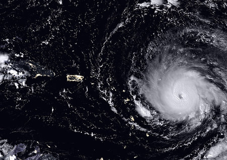 simsearch:872-09185838,k - Satellite image of Hurricane Irma in 2017 over the Caribbean at night. Image taken on September 5, 2017. Foto de stock - Con derechos protegidos, Código: 872-09185844