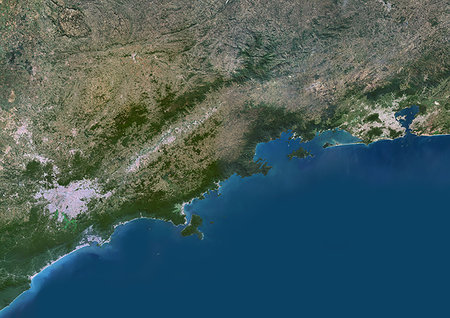 simsearch:872-09185692,k - Color satellite image of Sao Paulo to Rio de Janeiro, Brazil. Image collected on May 1, 2017 by Sentinel-2 satellites. Photographie de stock - Rights-Managed, Code: 872-09185859