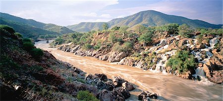 Chutes d'Epupa près la frontière angolaise, nord de la Namibie Photographie de stock - Rights-Managed, Code: 873-06440183