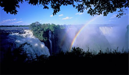 panoramic view of land - Rainbow over Victoria Falls Zambezi River, Zimbabwe Stock Photo - Rights-Managed, Code: 873-06440194