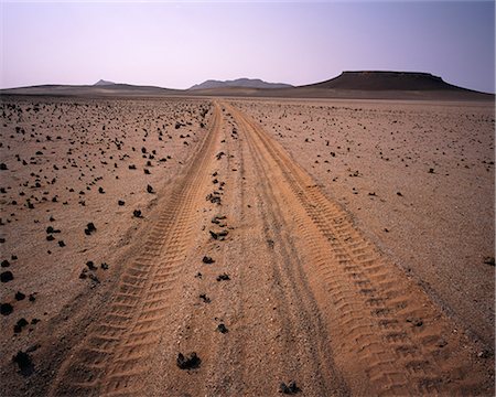 road less travelled - Tire Tracks in Sand near Messum Crater, Brandberg Area Namibia, Africa Stock Photo - Rights-Managed, Code: 873-06440448