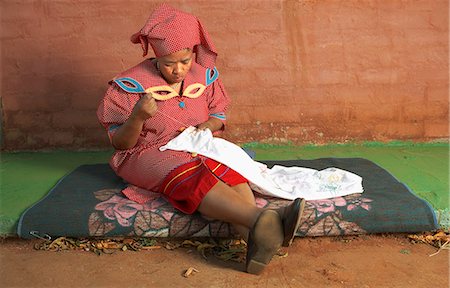 Woman in Traditional Clothing Sewing, Vosloorus, Gauteng, South Africa Stock Photo - Rights-Managed, Code: 873-06441053