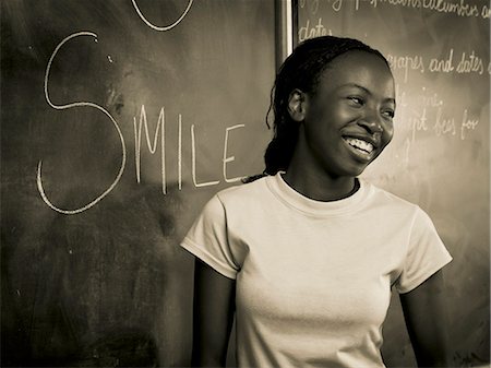 Teenage Girl at Blackboard Stock Photo - Rights-Managed, Code: 873-06441069