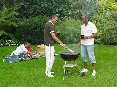 family holiday cottage - Men Barbecuing Stock Photo - Rights-Managed, Code: 873-06441225