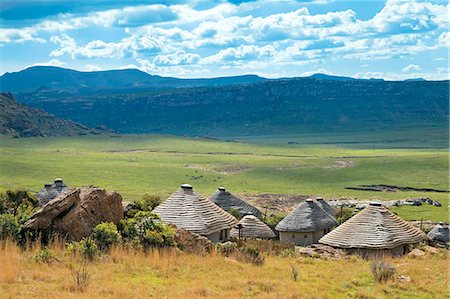 south africa and shack - Basotho village near Clarens, Free State Photographie de stock - Rights-Managed, Code: 873-07156838